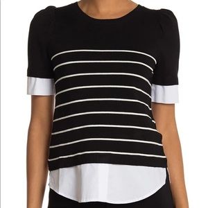 Laundry By Shelli Segal Twofer Puffed Sleeve Top